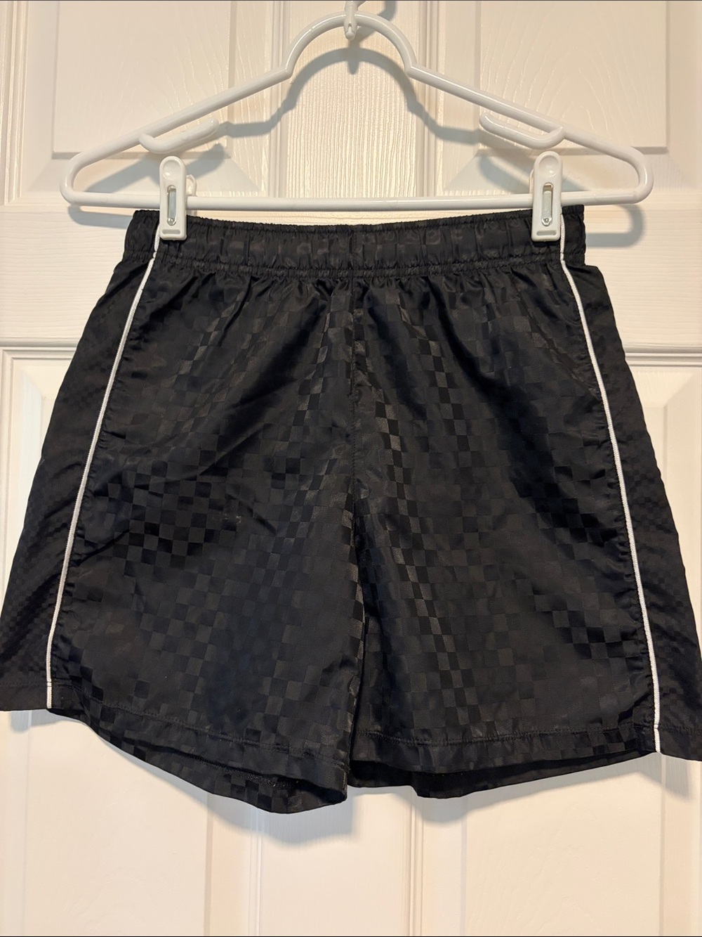 DSG Black Checkerboard Shorts with White Piping